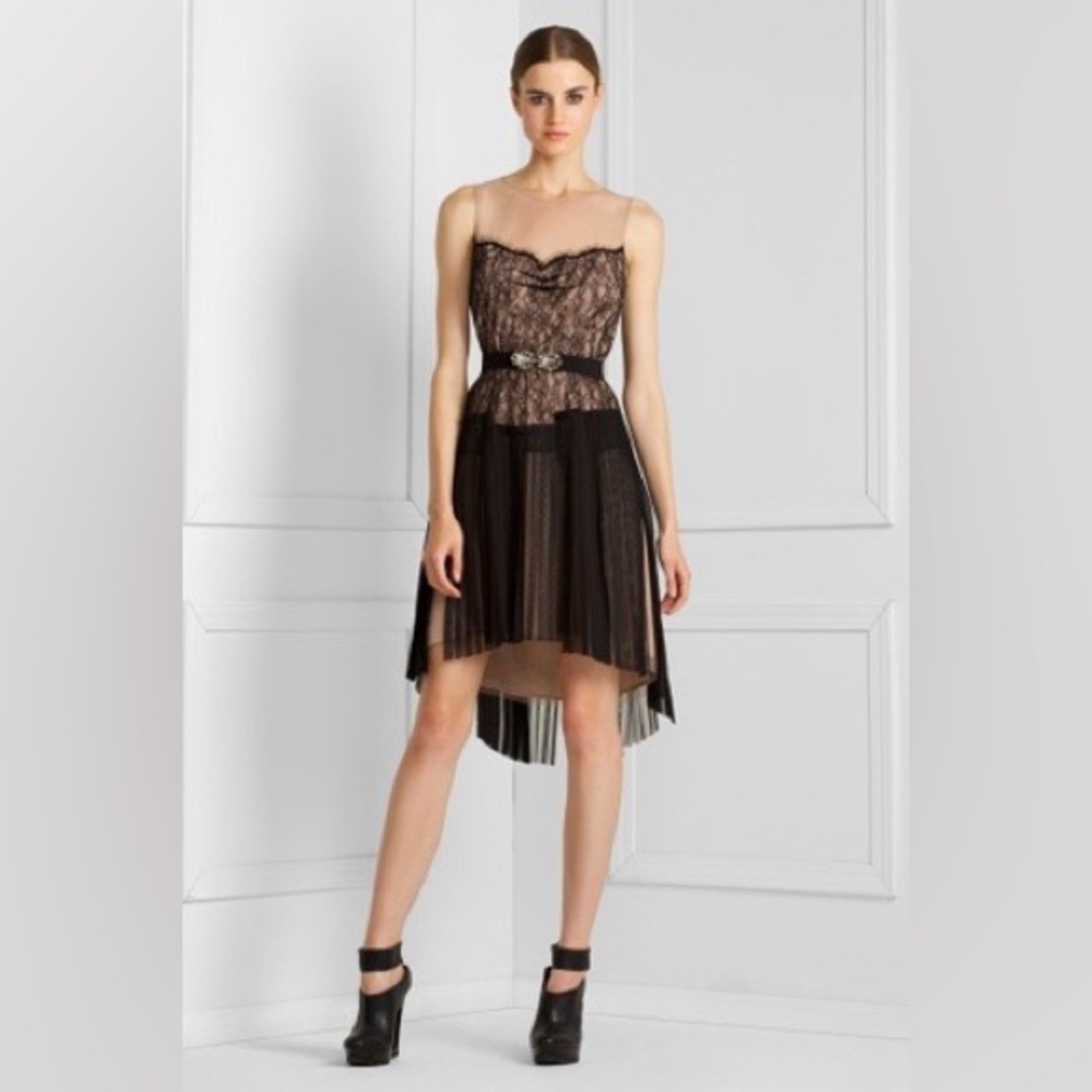 NWT BCBGMaxAzaria Black Combo Tulle Lace Dress (No Belt)
